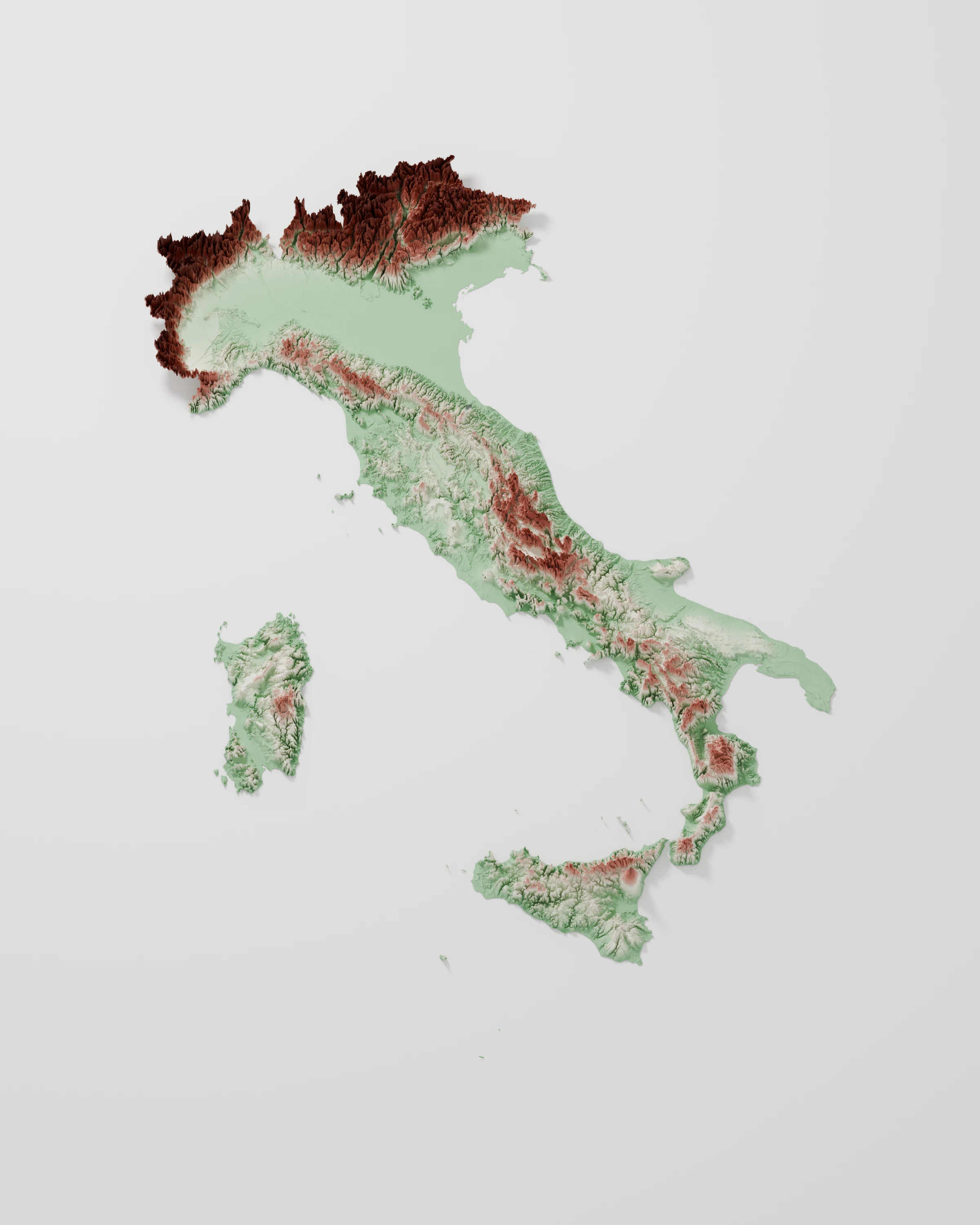 イタリアの地形図
